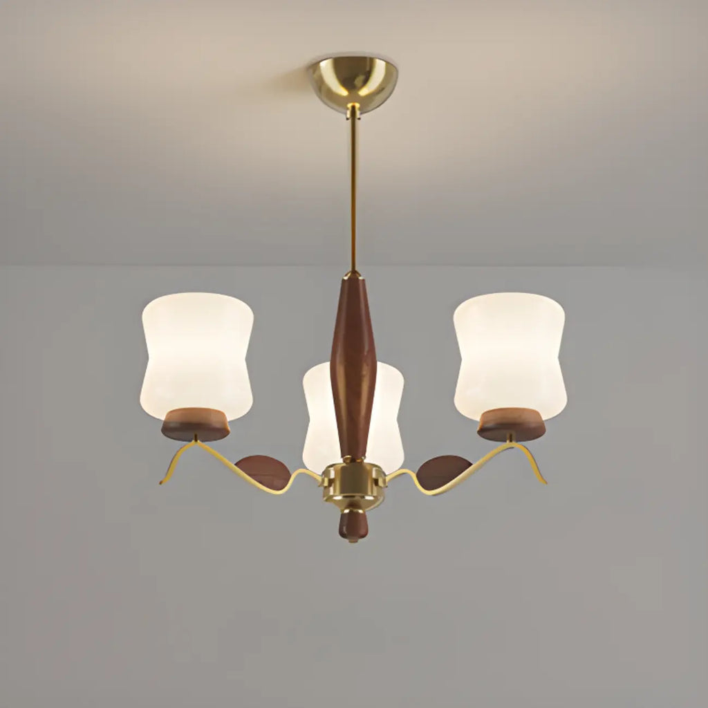 Lustre moderne en métal avec abat-jour en verre blanc pour la décoration intérieure