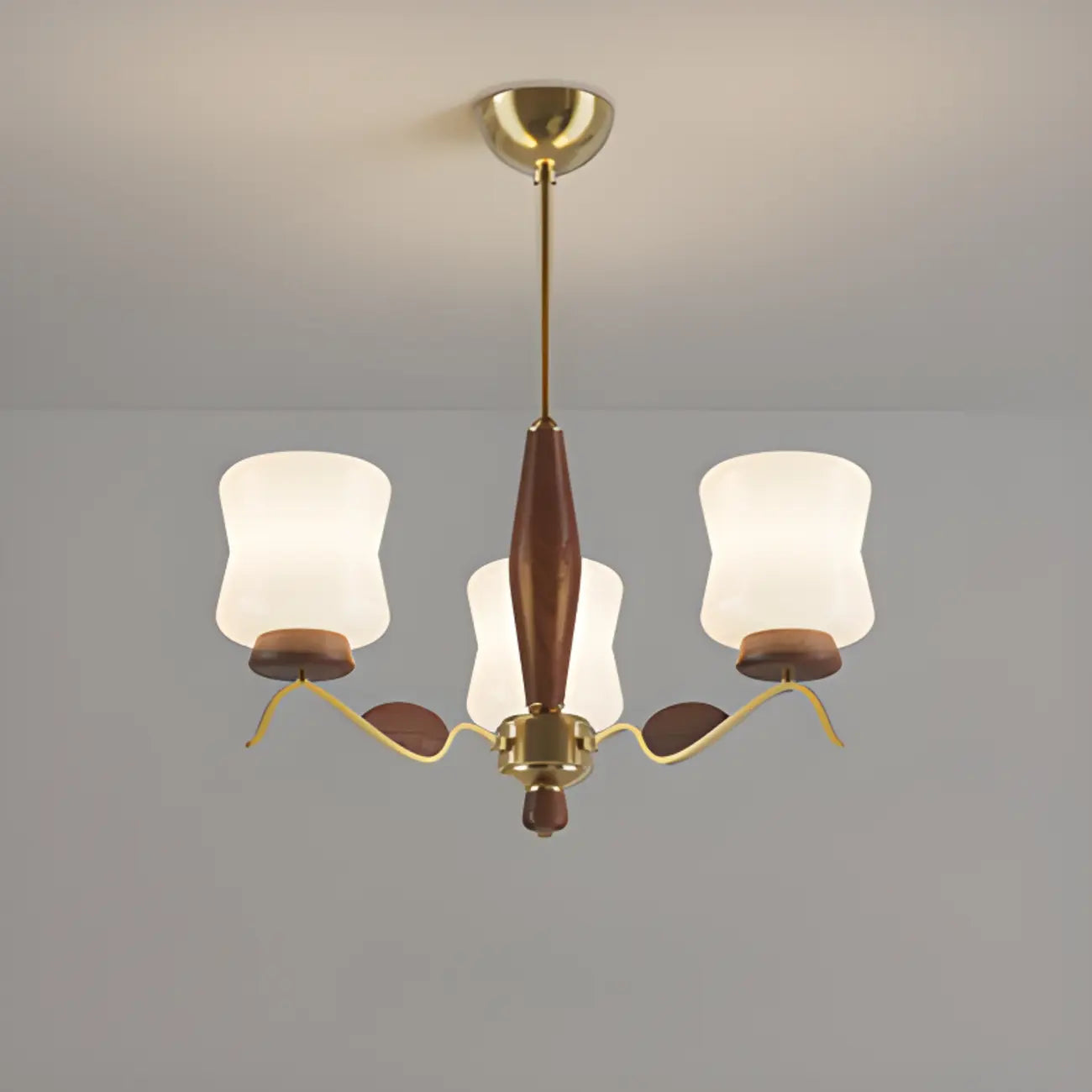 Lustre moderne en métal avec abat-jour en verre blanc pour la décoration intérieure
