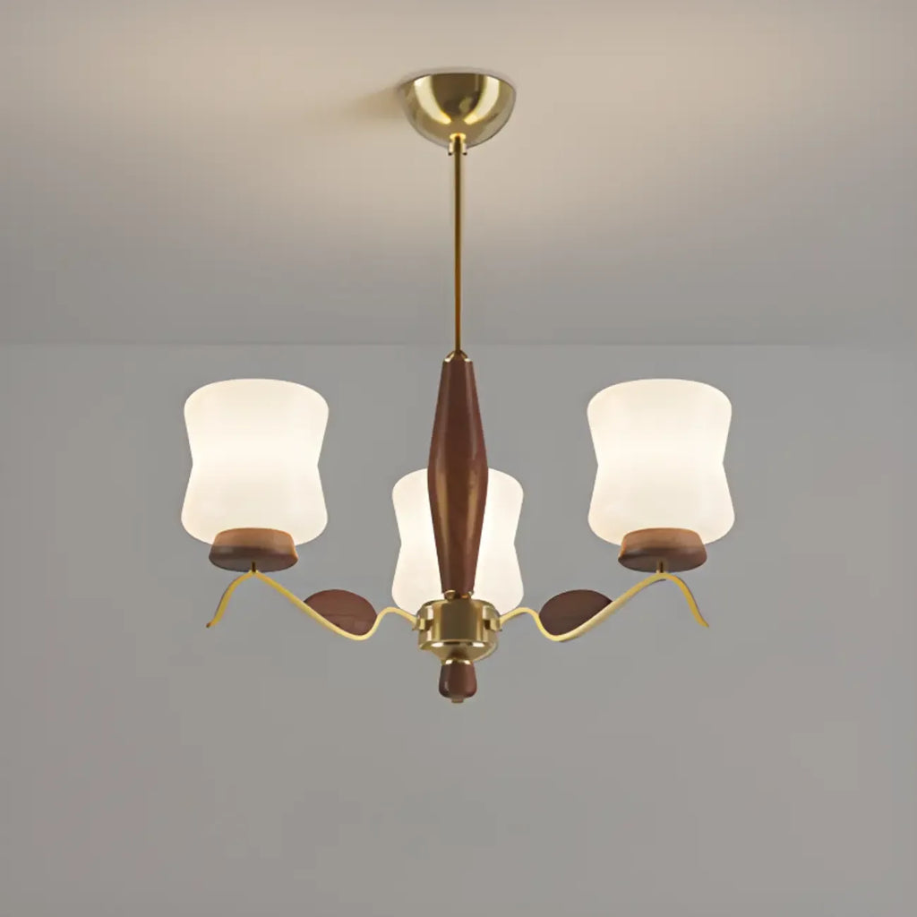 Lustre moderne en métal avec abat-jour en verre blanc pour la décoration intérieure