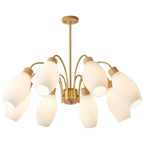 Lustre blanc moderne réglable avec abat-jour en verre