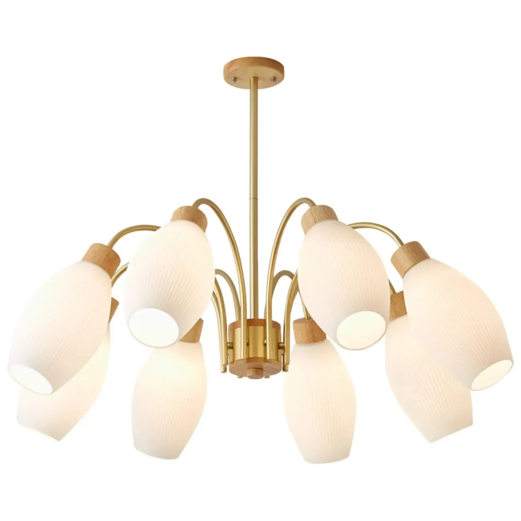 Lustre blanc moderne réglable avec abat-jour en verre