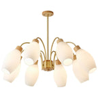 Lustre blanc moderne réglable avec abat-jour en verre