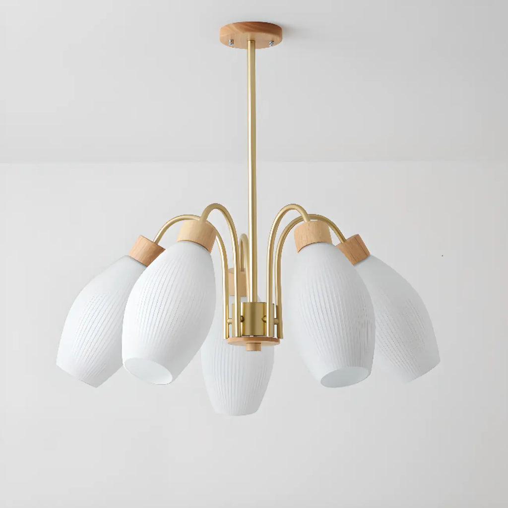 Lustre blanc moderne réglable avec abat-jour en verre