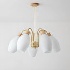 Lustre blanc moderne réglable avec abat-jour en verre