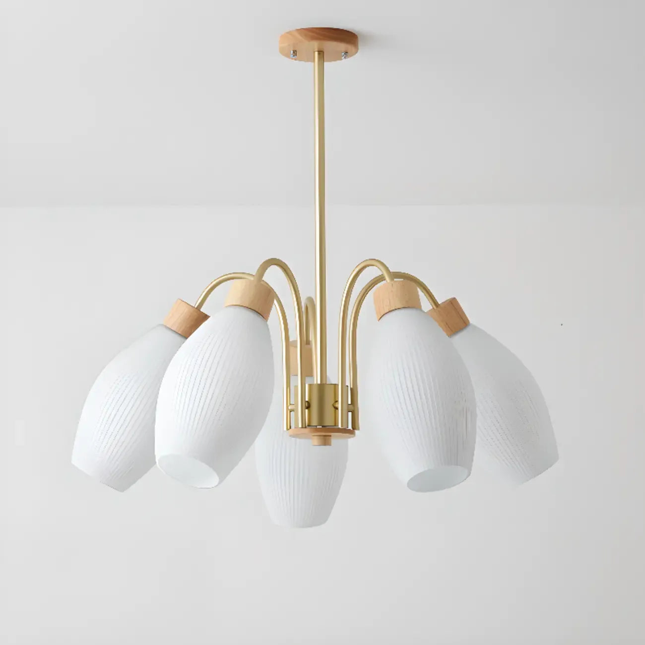 Lustre blanc moderne réglable avec abat-jour en verre