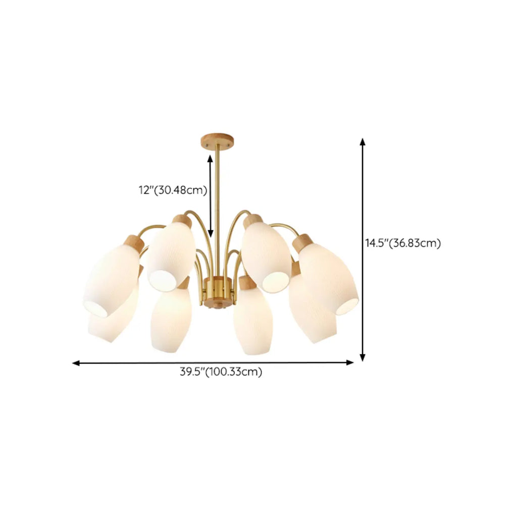 Lustre blanc moderne réglable avec abat-jour en verre