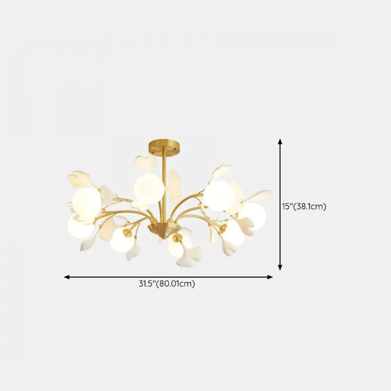 Lustre moderne en laiton à branches au design élégant