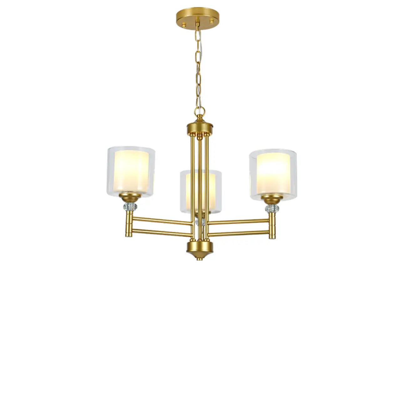 Lustre géométrique industriel en métal cylindrique et verre