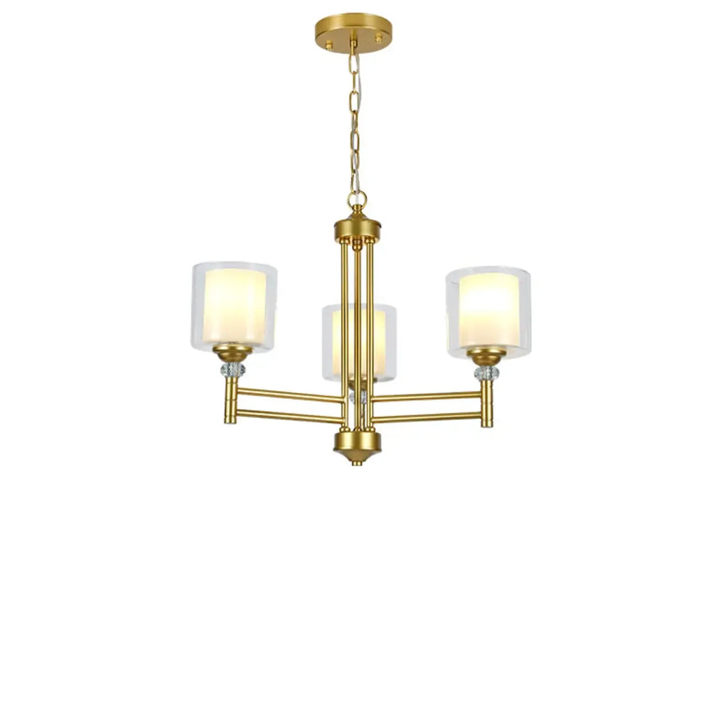 Lustre géométrique industriel en métal cylindrique et verre