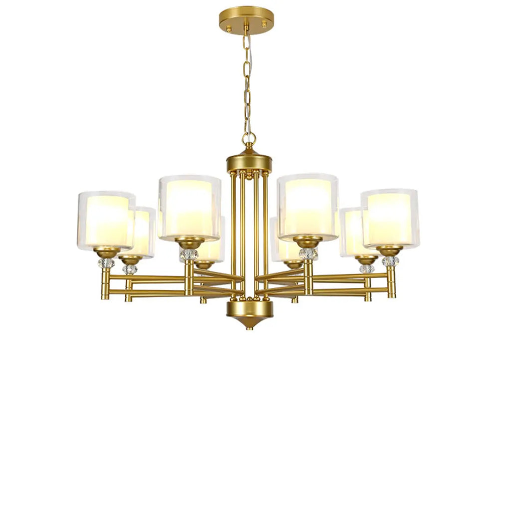 Lustre géométrique industriel en métal cylindrique et verre