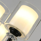 Lustre géométrique industriel en métal cylindrique et verre