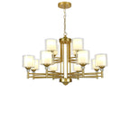 Lustre géométrique industriel en métal cylindrique et verre