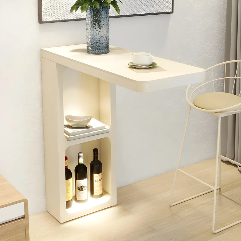Table de bar blanche décorative avec étagères de rangement pour salon
