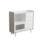 Buffet moderne à 3 tiroirs avec portes vitrées noires