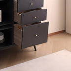 Buffet moderne à 3 tiroirs avec portes vitrées noires