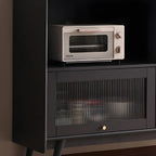 Buffet moderne à 3 tiroirs avec portes vitrées noires