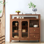 Buffet moderne avec comptoir en verre brun et rangements