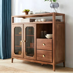 Buffet moderne avec comptoir en verre brun et rangements