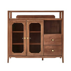 Buffet moderne avec comptoir en verre brun et rangements