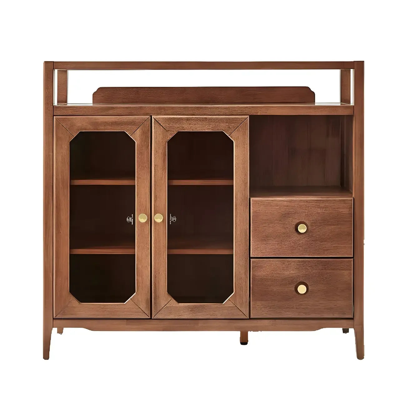 Buffet moderne avec comptoir en verre brun et rangements