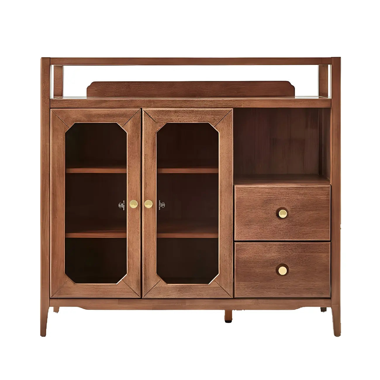 Buffet moderne avec comptoir en verre brun et rangements