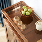 Buffet moderne avec comptoir en verre brun et rangements