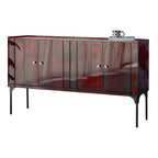 Buffet moderne en plastique/acrylique avec étagères rouges