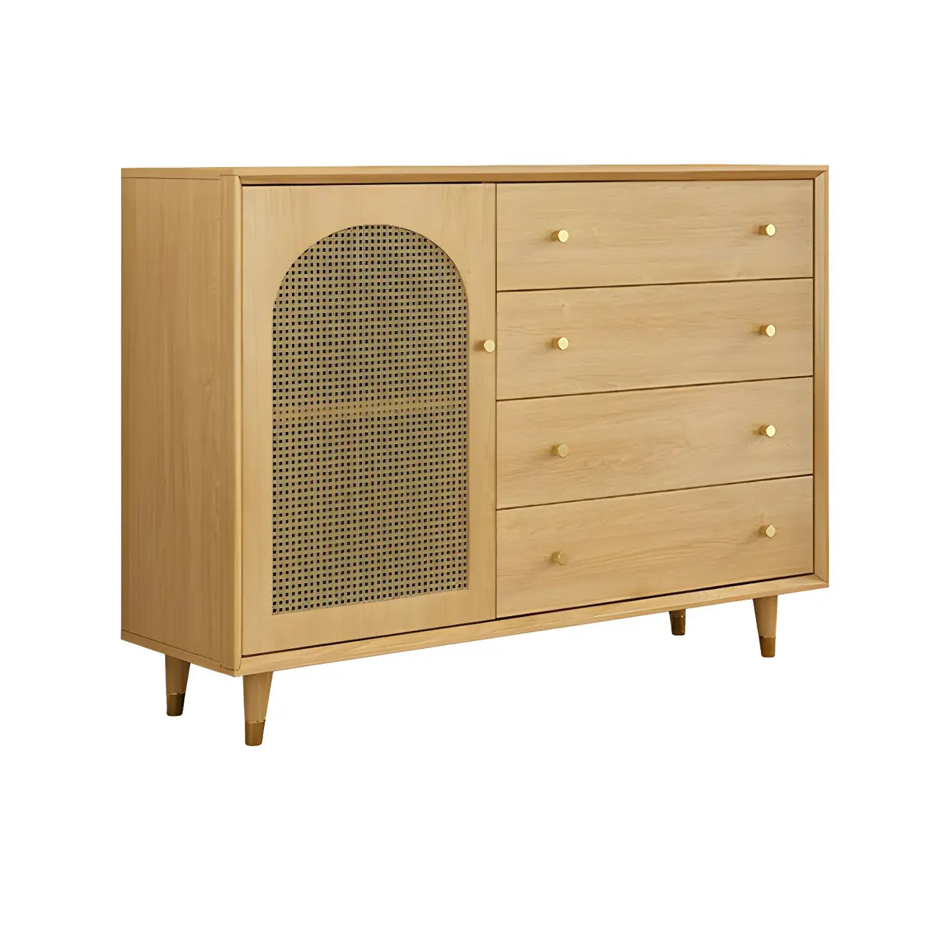Credenza Orientale in Legno con Cassetti Marrone