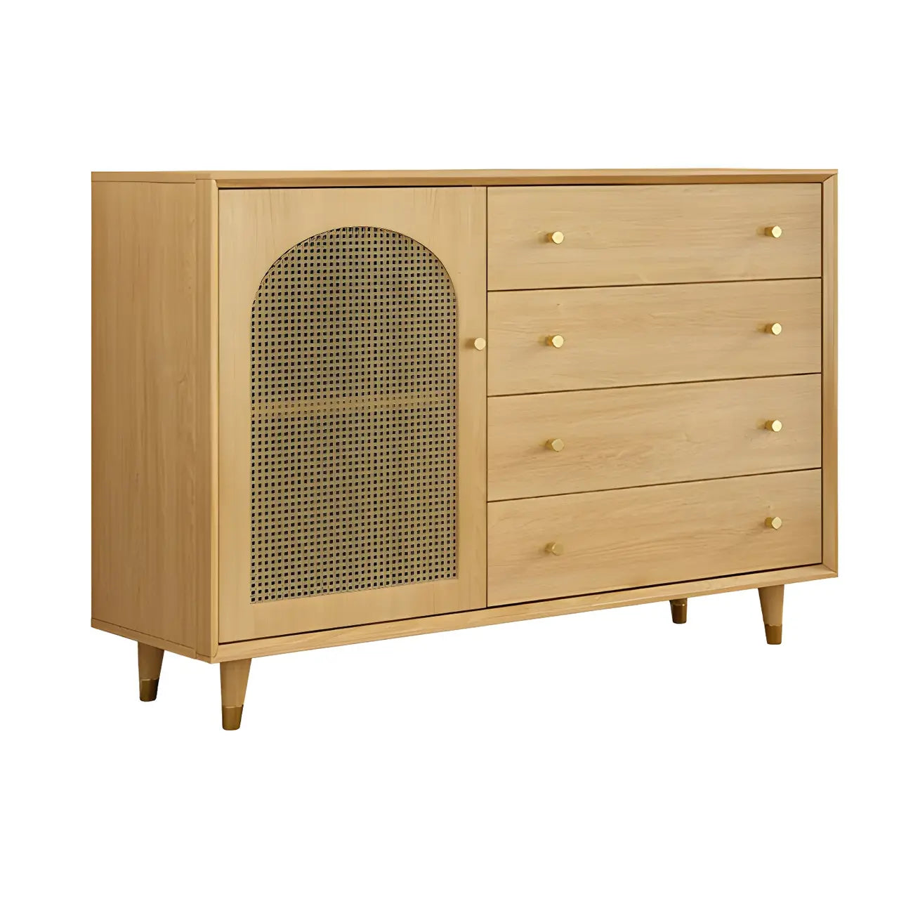 Credenza Orientale in Legno con Cassetti Marrone