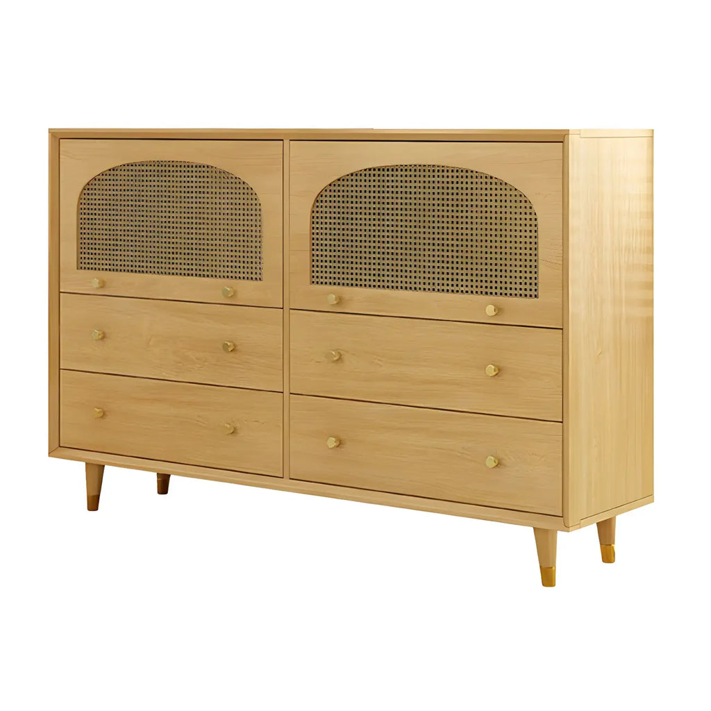 Credenza Orientale in Legno con Cassetti Marrone