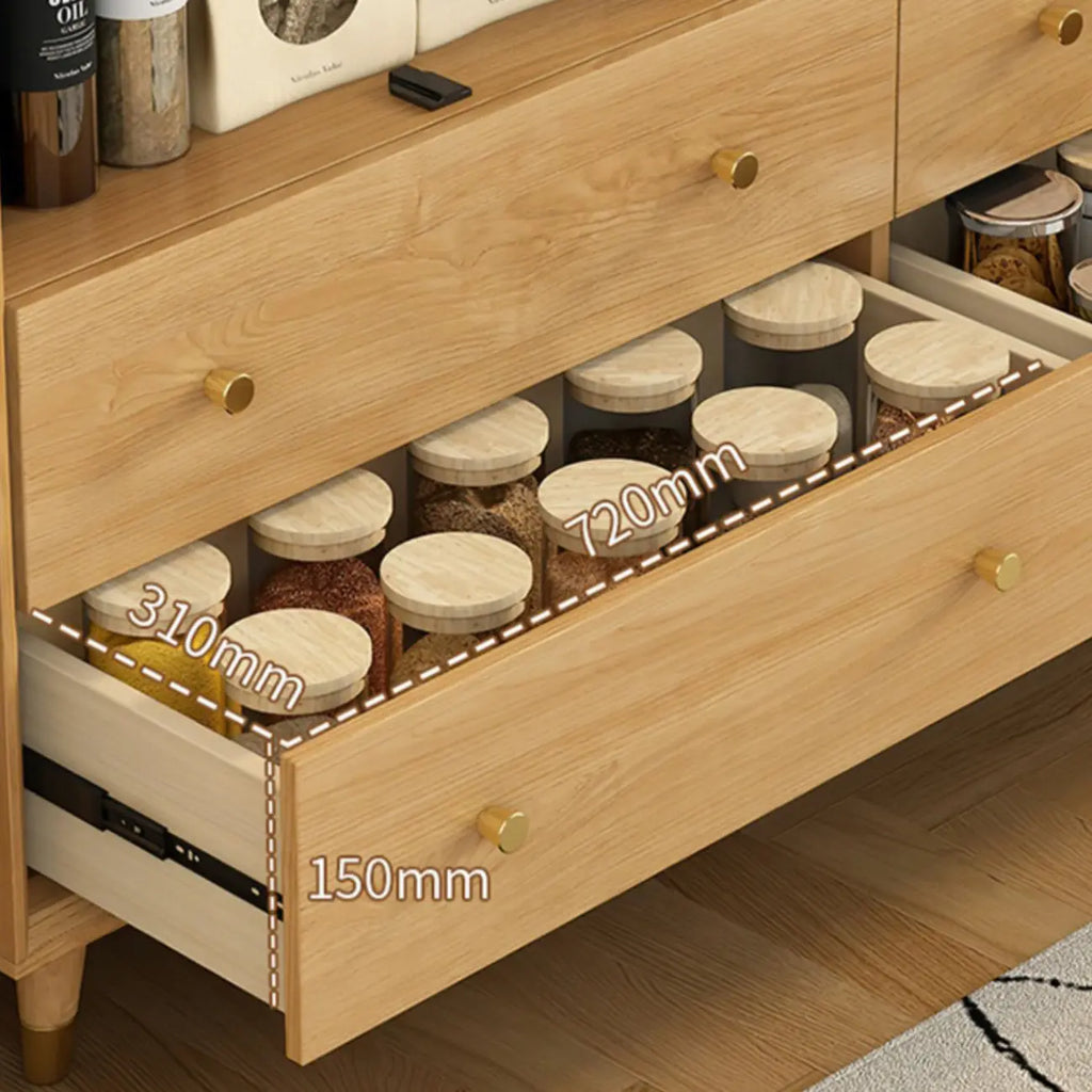 Credenza Orientale in Legno con Cassetti Marrone