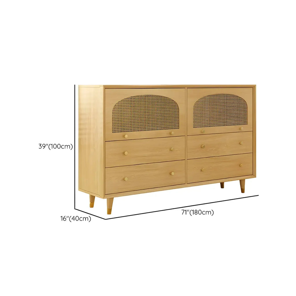 Credenza Orientale in Legno con Cassetti Marrone