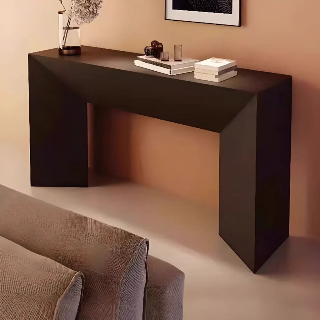 Console moderne avec plateau en pierre et base en bois | HomeyFad
