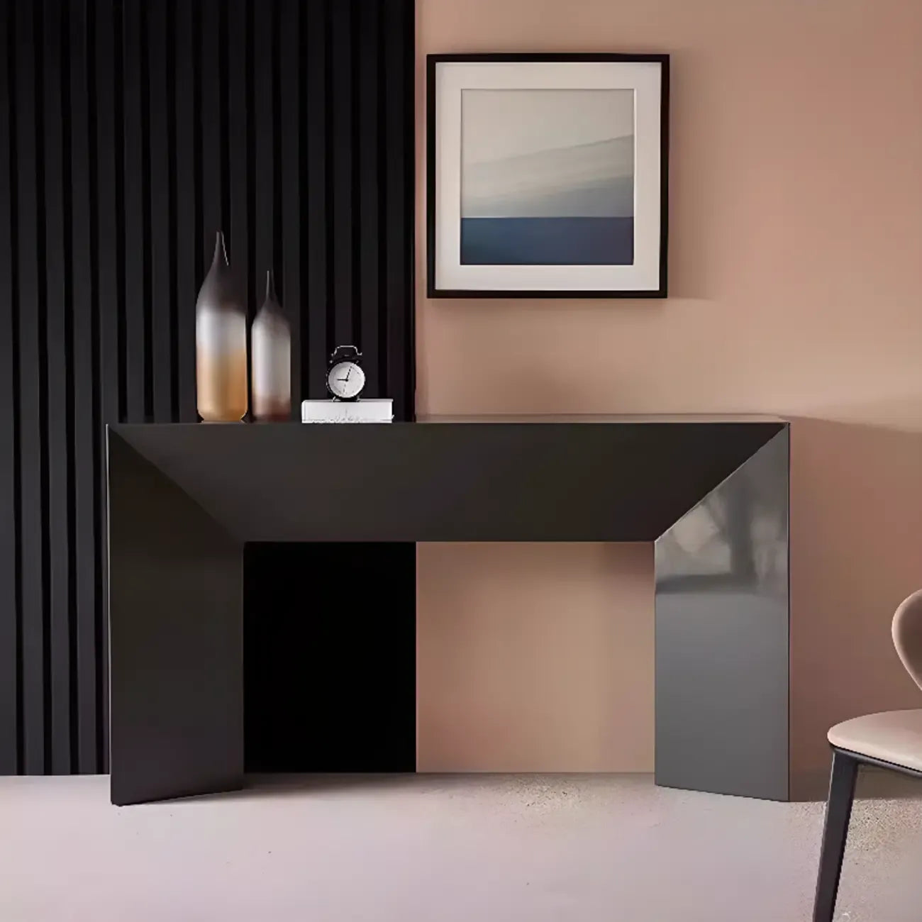 Console moderne avec plateau en pierre et base en bois | HomeyFad
