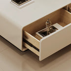 Table basse rectangulaire blanche, élégante et minimaliste, avec 4 tiroirs