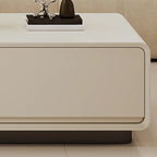 Table basse rectangulaire blanche, élégante et minimaliste, avec 4 tiroirs