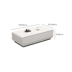 Table basse rectangulaire blanche, élégante et minimaliste, avec 4 tiroirs
