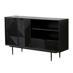 Buffet géométrique en bois noir avec tiroir et armoire