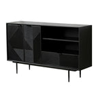 Buffet géométrique en bois noir avec tiroir et armoire
