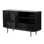 Buffet géométrique en bois noir avec tiroir et armoire