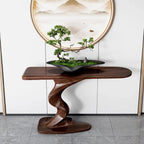 Console moderne en frêne avec piètement sculptural