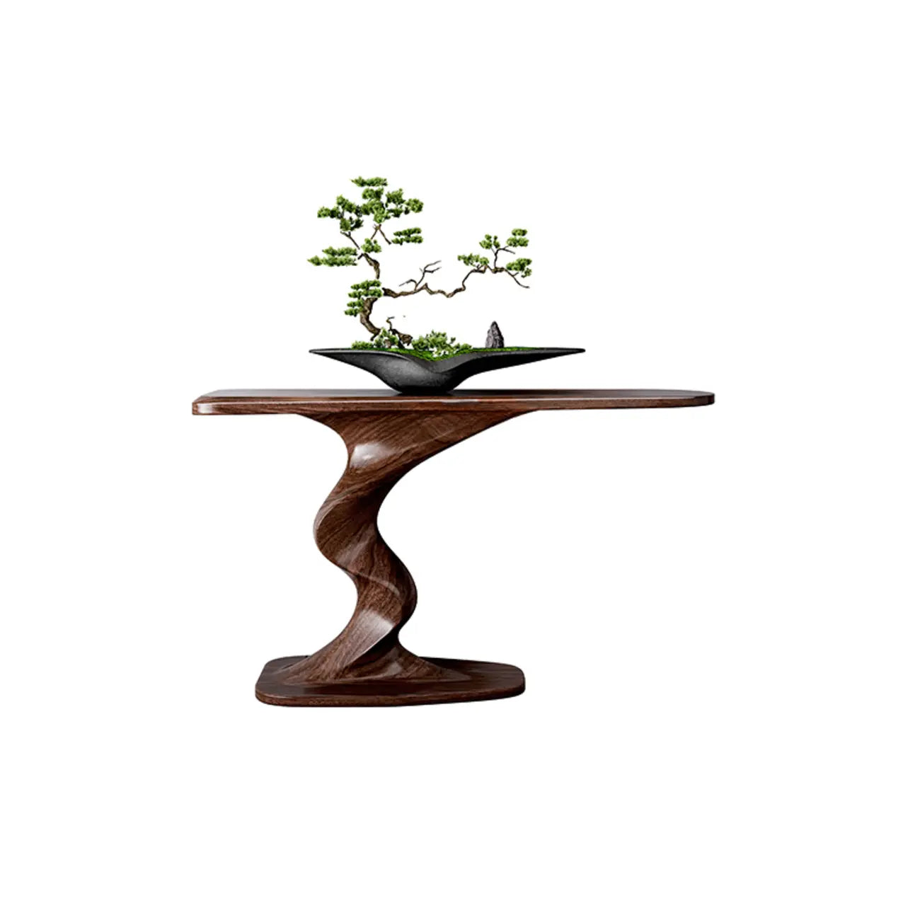 Console moderne en frêne avec piètement sculptural