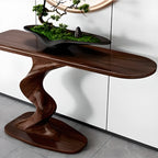 Console moderne en frêne avec piètement sculptural