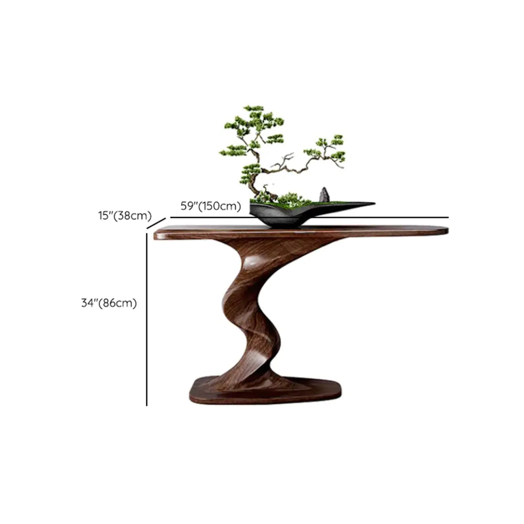 Console moderne en frêne avec piètement sculptural