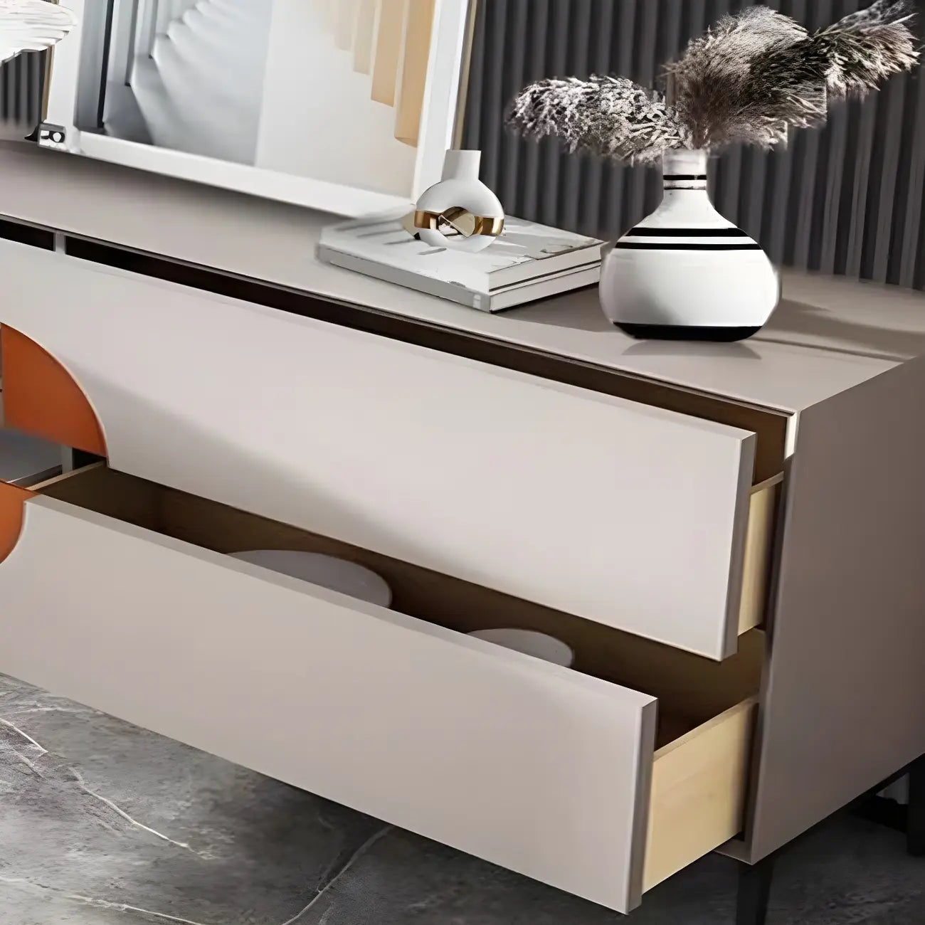 Buffet géométrique glamour en bois avec rangement