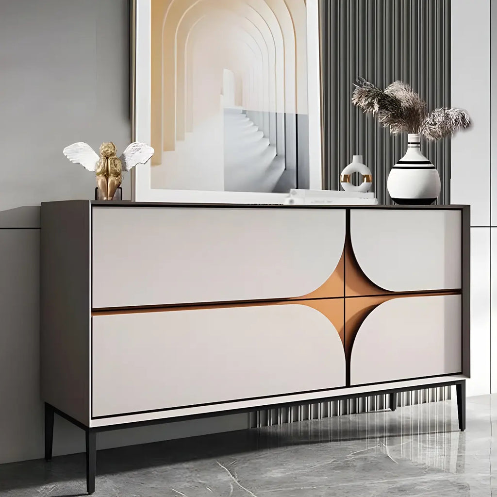 Buffet géométrique glamour en bois avec rangement