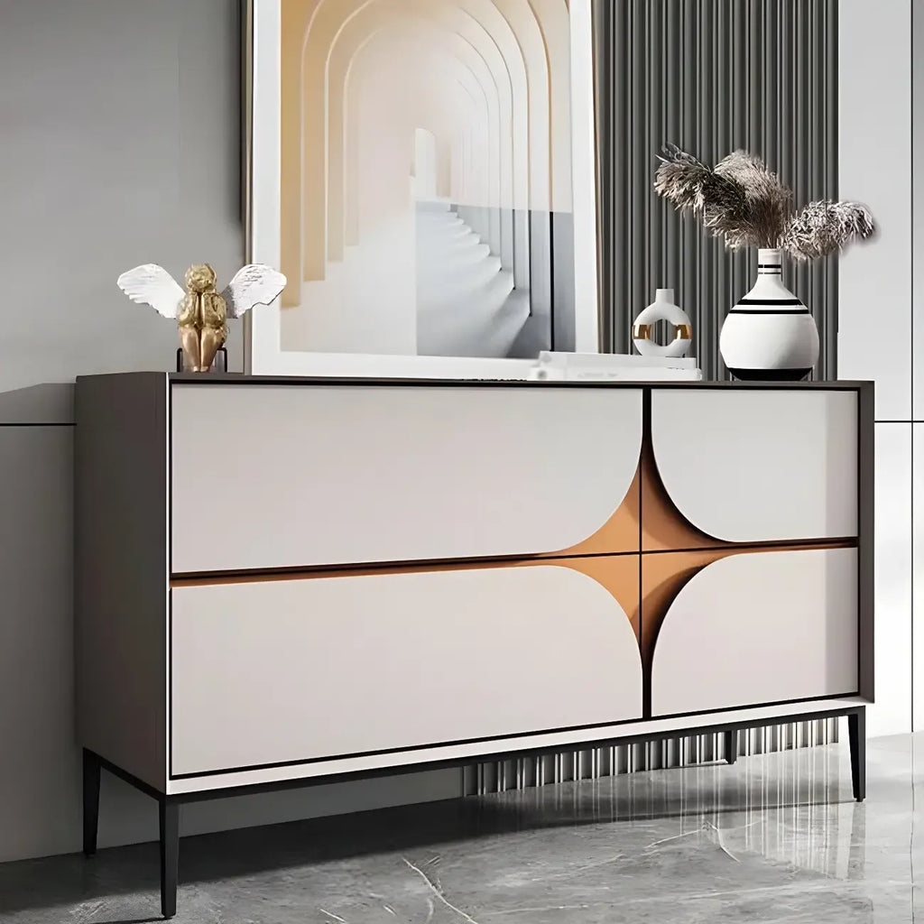 Buffet géométrique glamour en bois avec rangement