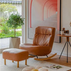 Fauteuil à bascule rembourré en similicuir avec repose-pieds en option