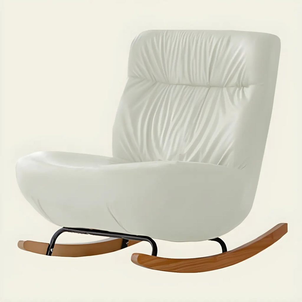 Fauteuil à bascule rembourré en similicuir avec repose-pieds en option