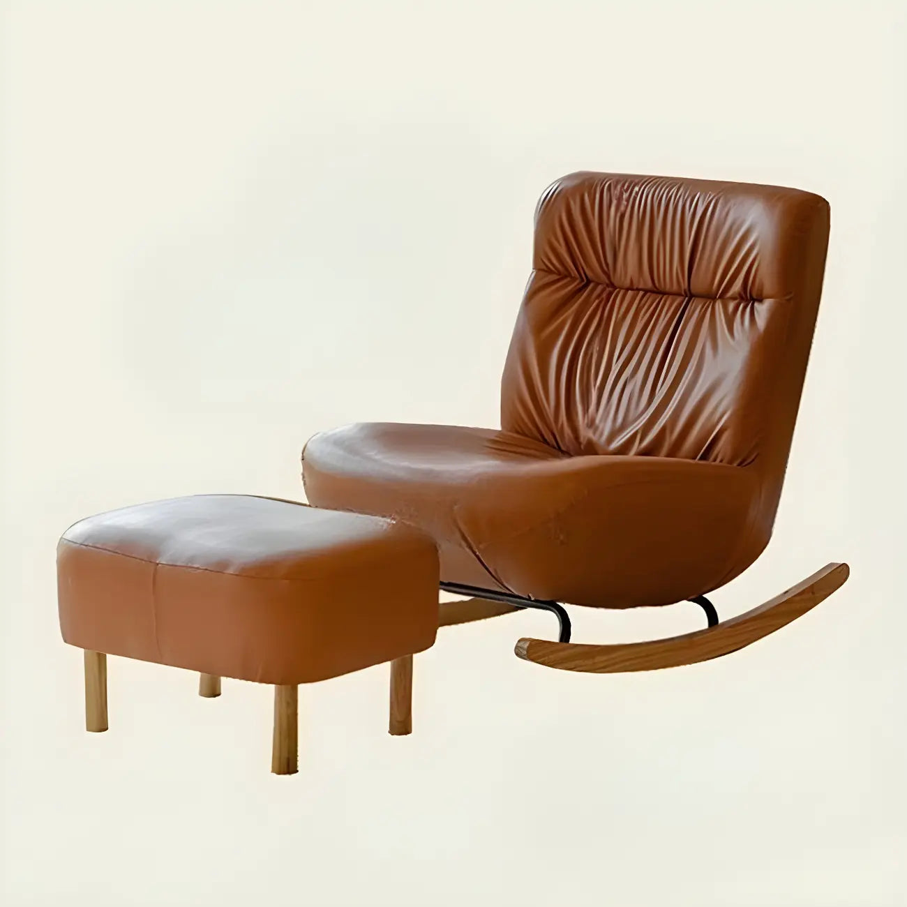 Fauteuil à bascule rembourré en similicuir avec repose-pieds en option